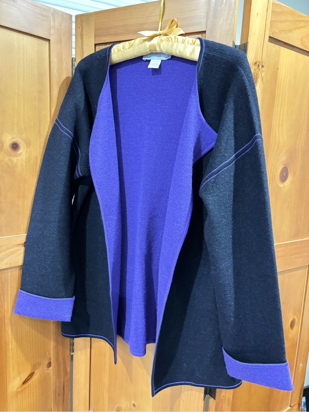 Modern Soul Reversible Black and Purple Open-Front Cardigan